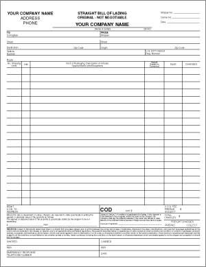 Carbonless Bill of Lading 8.5 x 11
