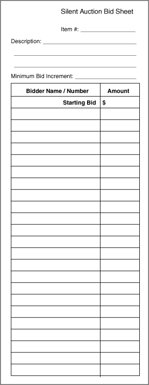 blank bid sheets