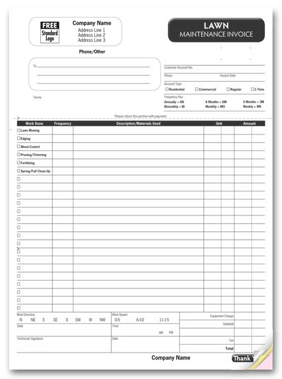 Free printable landscaping invoice