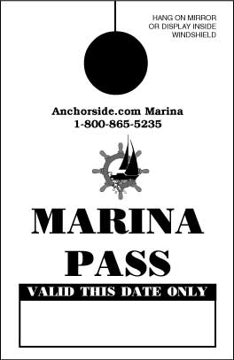 Marina Visitor Pass, Mirror Hang Tag
