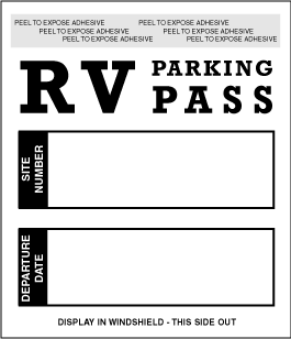 Stock Self Adhesive RV Parking Pass