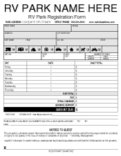 Campground Registration Forms 4.25 x 5.5