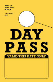 IN STOCK Non-Personalized Day Pass Mirror Hang Tags.
