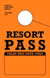 IN STOCK Non-Personalized Resort Pass Mirror Hang Tags.