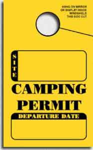 IN STOCK Non-Personalized Camping Permit. Mirror Hang Tags
