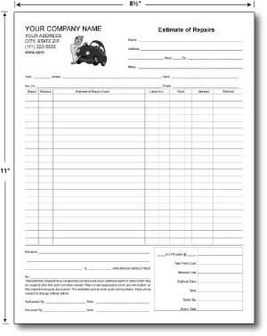 Carbonless Estimate Forms 8.5 x 11 (sku: 100009)