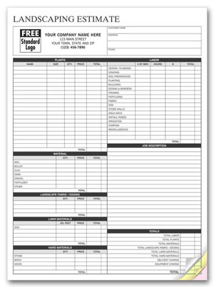 Landscaping Bid Form 8.5 x 11