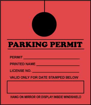 Temporary Parking Permit Mirror Hang Tag